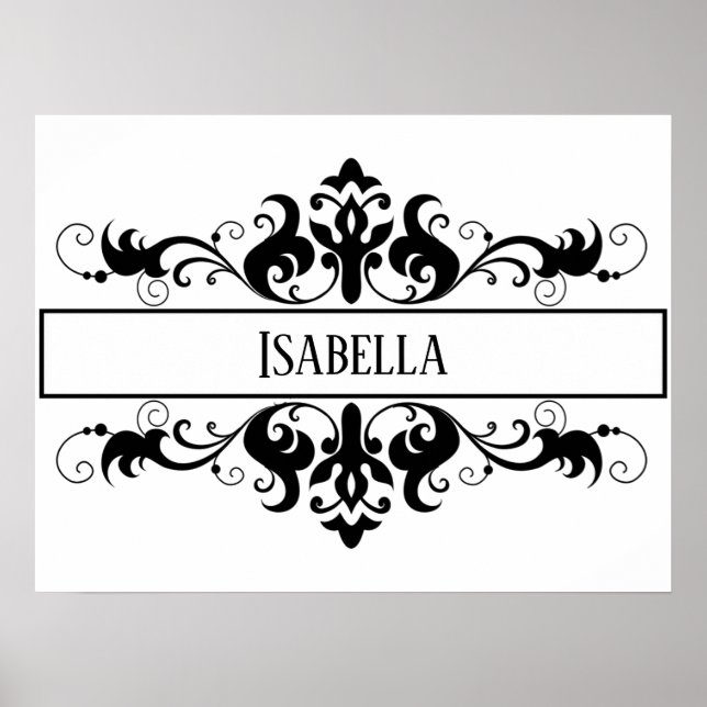 Filigree frame personalized name poster (Front)