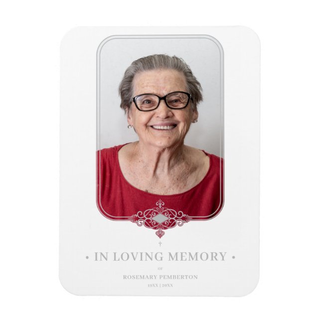 Filigree Funeral Grey Ornamental Lace Effect Photo Magnet (Vertical)