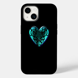 Filigree Goth Ice Blue Heart iPhone 14 Case