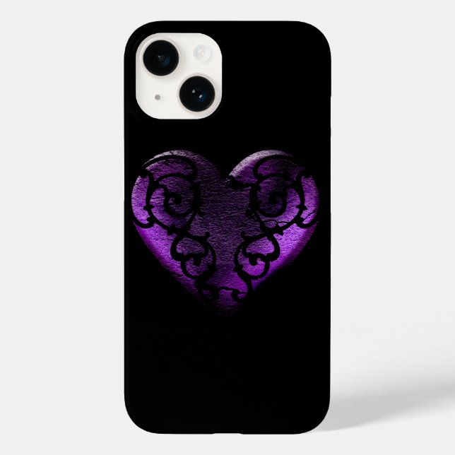 Filigree Goth Purple Heart Case-Mate iPhone Case (Back)