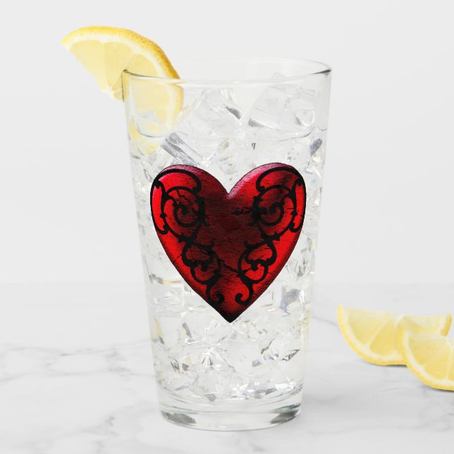 Filigree Goth Red Heart Glass (Front Ice)