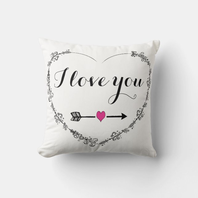 Filigree Heart avec I Love You Coussin (Recto)