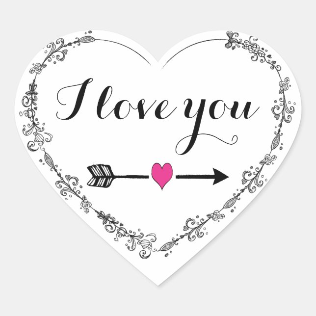 Filigree Heart avec I Love You Stickers (Devant)