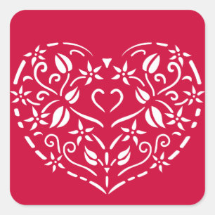 Filigree Heart Square Sticker