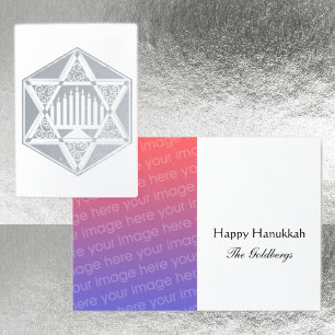 Filigree Jewish Star Menorah Hannukah Foil Card