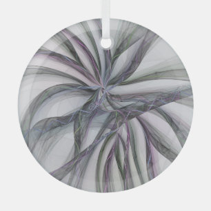 Filigree Motions Modern Abstract Swinging Fractal Glass Ornament