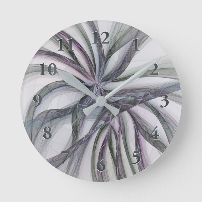 Filigree Motions Modern Abstract Swinging Fractal Round Clock (Front)