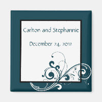 Filigree Navy/White Wedding Magnet