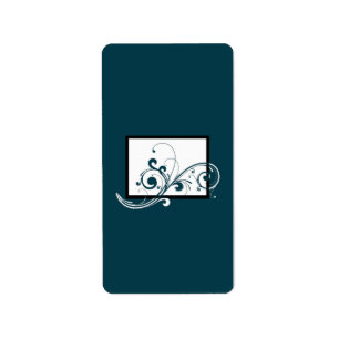 Filigree Navy/White Wedding Small Candy Wrapper Label