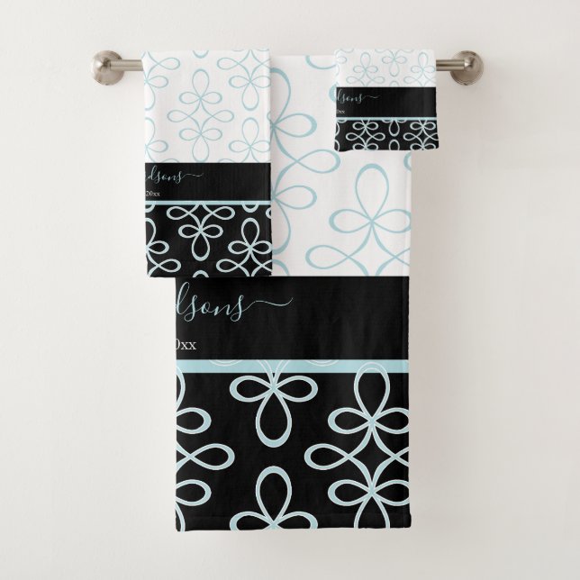 Filigree Pattern Monogram Stylish Elegant  Bath Towel Set (Insitu)