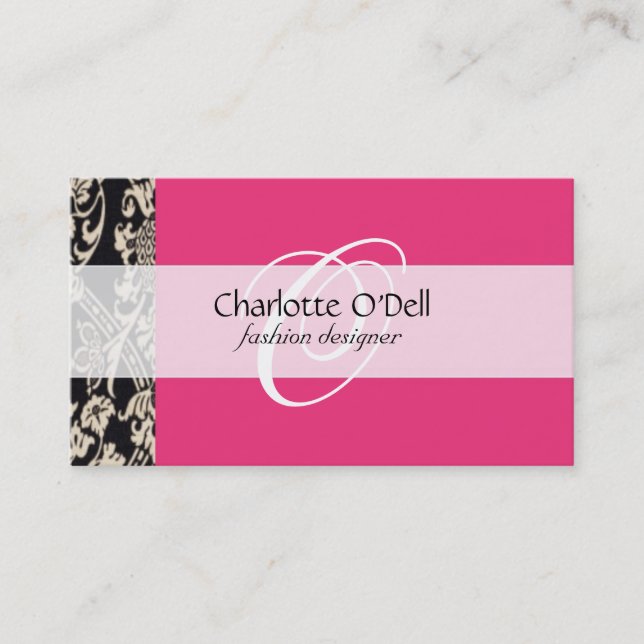 filigree; pink// white business card (Front)