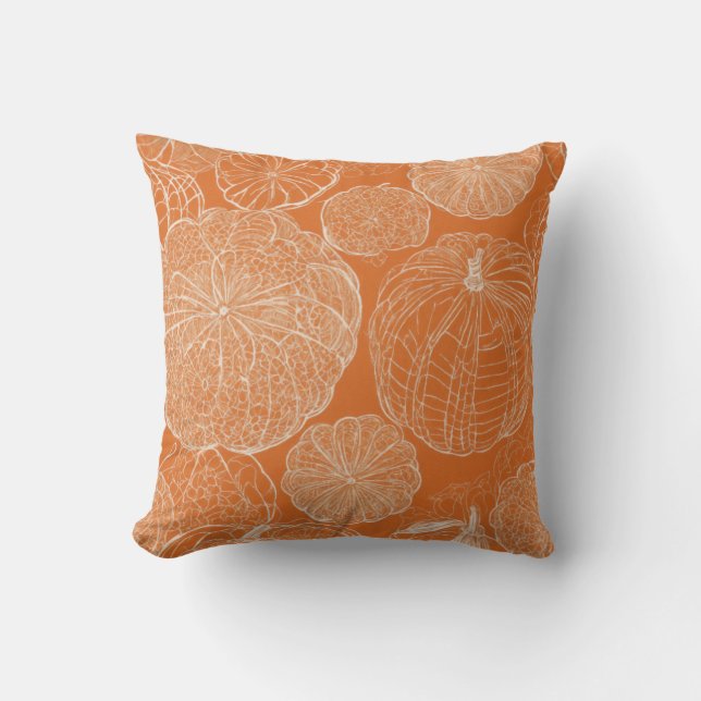 Filigree Pumpkin Elegance  Throw Pillow (Front)