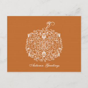 Filigree Pumpkin Elegant Autumn Fall Postcard