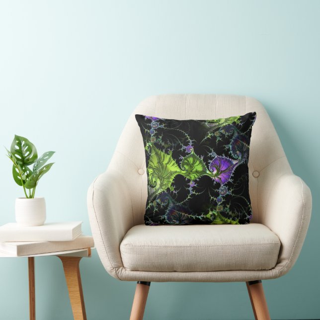 Filigree Spiral Fractal - Seamless Pattern 1 Throw Pillow (Chair)