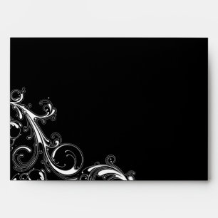 Filigree Swirl Black w/White 5x7 A7 Envelope