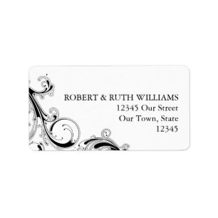 Filigree Swirl Black w/White Address Label