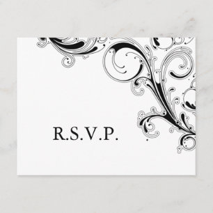 Filigree Swirl Black/White RSVP Card