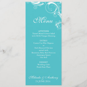 Filigree Swirl Blue Curacao Menu