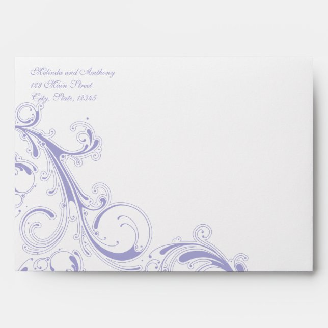 Filigree Swirl Lavender 5x7 A7 Envelope (Front)