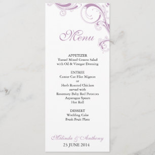 Filigree Swirl Violet Menu