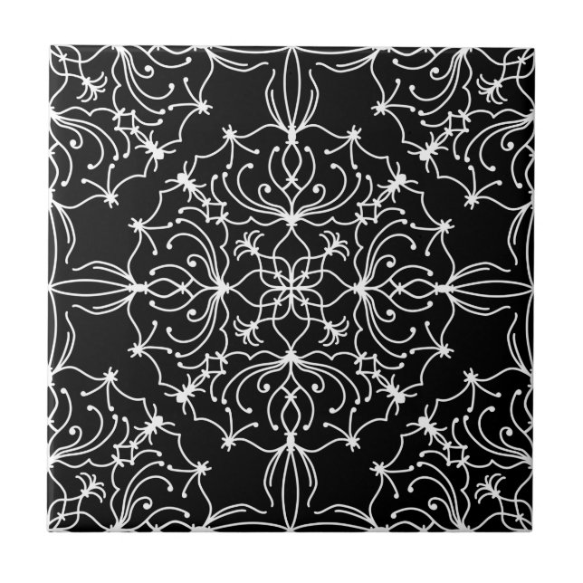 Filigree Wreath Ceramic Tile - Choose Your Color (Front)