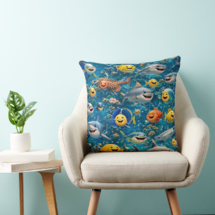 Filing sea creatures decorative throw pillow