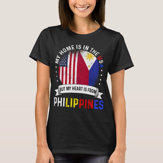 Filipina American Flag Filipino Roots USA Citizen T-Shirt (Front)