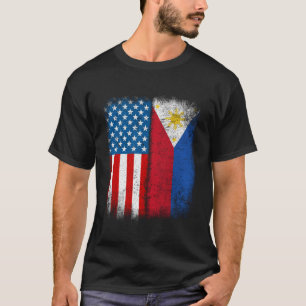 Filipino American Flag Half Philippines Usa Us Pin T-Shirt