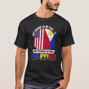 Filipino American Patriot Heart Is From Philippine T-Shirt