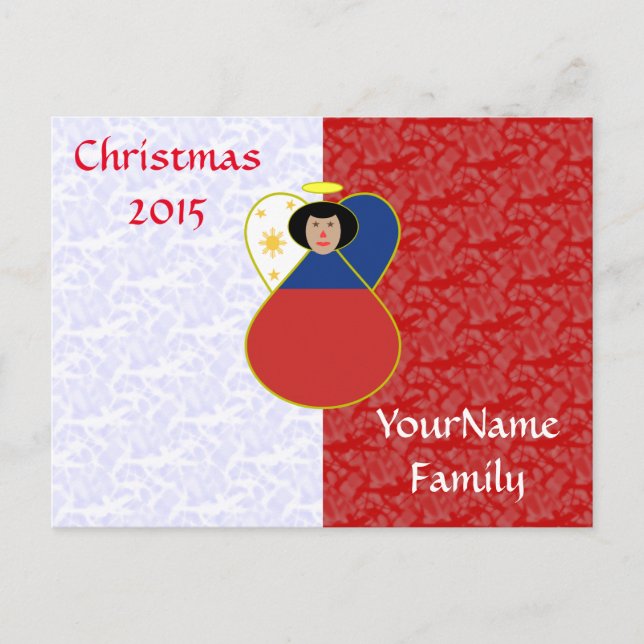 Filipino Angel Flag Red White Holiday Postcard (Front)