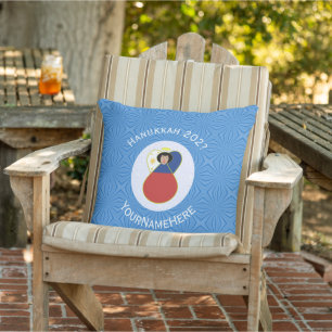 Filipino Angel Hanukkah Flag Personalized  Outdoor Pillow