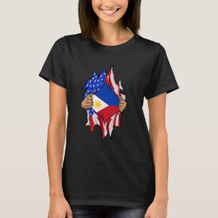 Filipino Blood Inside Me Proud Philippines Flag T-Shirt