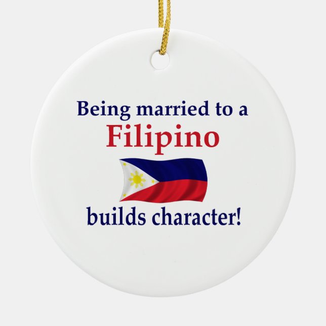 Filipino Builds Character Ceramic Ornament (Front)