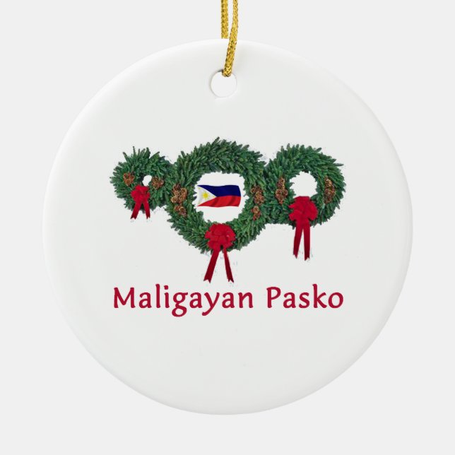 Filipino Christmas 2 Ceramic Ornament (Front)