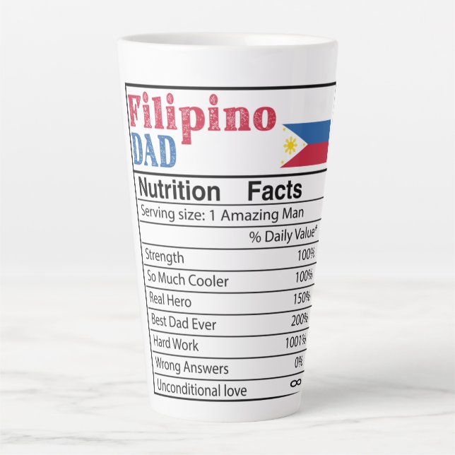 Filipino Dad Nutrition Facts Father's Day Gift Dad Latte Mug (Front)