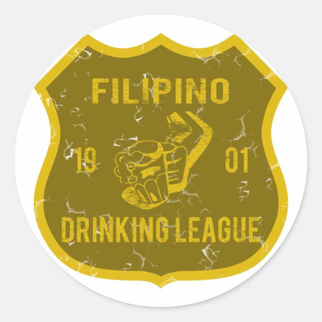 Filipino Drinking League Classic Round Sticker (Front)