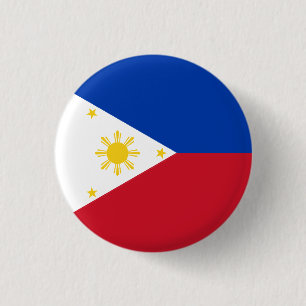 Filipino Flag, Flag of the Philippines 1 Inch Round Button