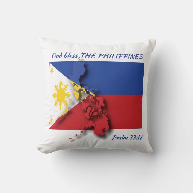 FILIPINO FLAG Philippines Scripture Custom Throw Pillow (Front)
