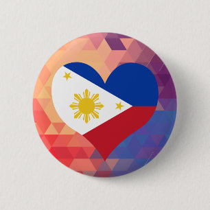Filipino Flag Star On A Bokeh 2 Inch Round Button