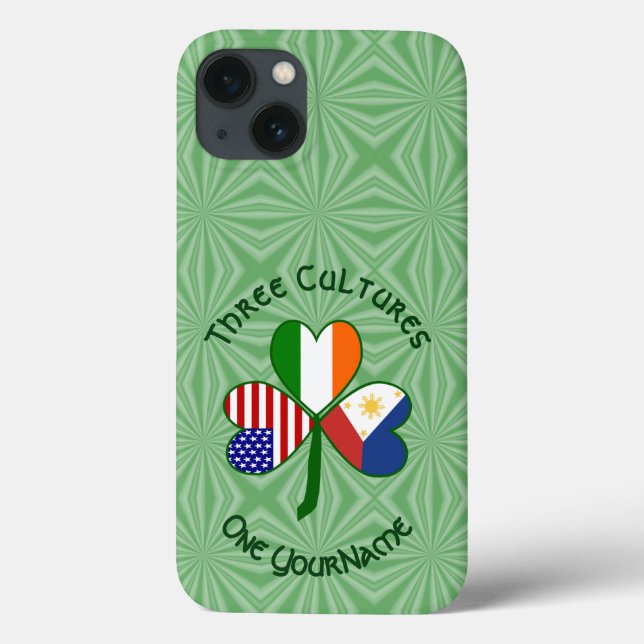 Filipino Irish American Flags Shamrock Personalize Case-Mate iPhone Case (Back)