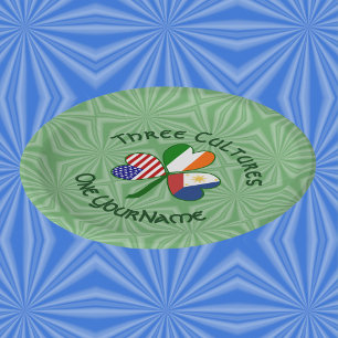 Filipino Irish USA Shamrock Flag Personalized  Paper Plate
