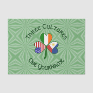 Filipino Irish USA Shamrock Flag Personalized  Tissue Paper