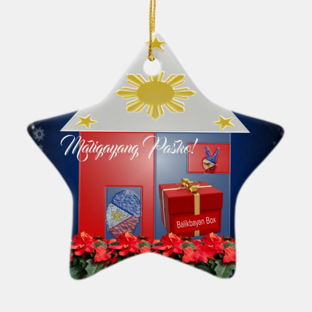 Filipino Lantern, Parol, Flag, Balikbayan Box Ceramic Ornament (Front)