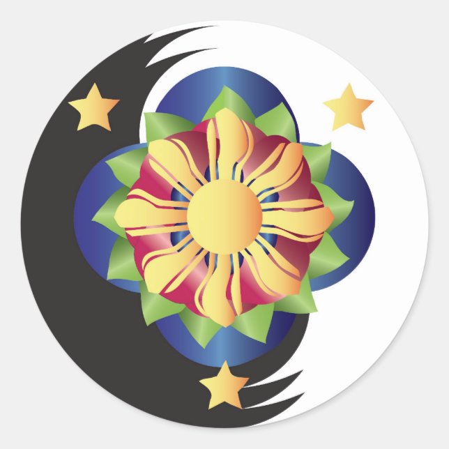 Filipino Lotus Flower Mandala Classic Round Sticker (Front)