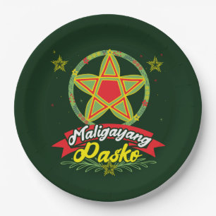 Filipino Merry Christmas Maligayang Pasko Paper Plate