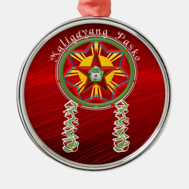 Filipino Parol, Jeepney, Philippines' Flag Metal Ornament (Front)