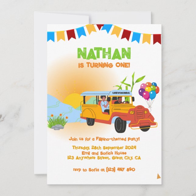 Filipino Party Invitation Filipino Birthday Gather (Front)