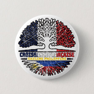 Filipino Philippines French France Tree Roots Flag 2 Inch Round Button