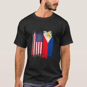 Filipino Roots American Grown Philippines Usa Flag T-Shirt