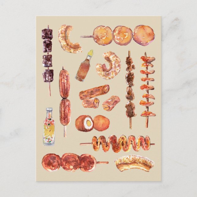 Filipino Street Food in Watercolor Pinoy Postcard (Front)